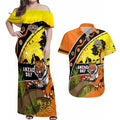 Tigers Rugby ANZAC Day Couples Matching Off Shoulder Maxi Dress and Hawaiian Shirt Wests Mascot Rosemary Starry Night