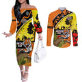 Tigers Rugby ANZAC Day Couples Matching Off The Shoulder Long Sleeve Dress and Long Sleeve Button Shirt Wests Mascot Rosemary Starry Night