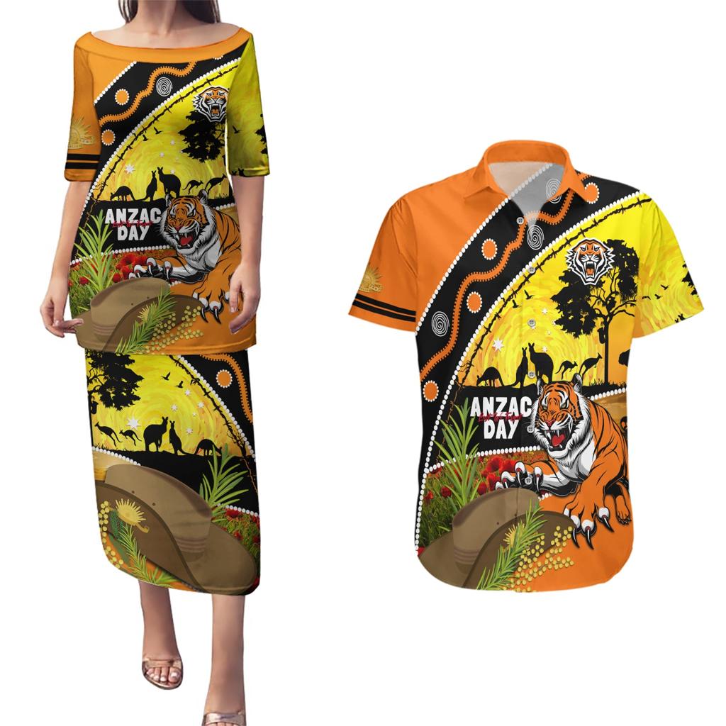 Tigers Rugby ANZAC Day Couples Matching Puletasi and Hawaiian Shirt Wests Mascot Rosemary Starry Night