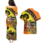 Tigers Rugby ANZAC Day Couples Matching Puletasi and Hawaiian Shirt Wests Mascot Rosemary Starry Night