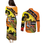 Tigers Rugby ANZAC Day Couples Matching Puletasi and Long Sleeve Button Shirt Wests Mascot Rosemary Starry Night