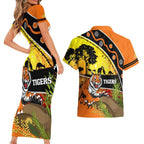 Tigers Rugby ANZAC Day Couples Matching Short Sleeve Bodycon Dress and Hawaiian Shirt Wests Mascot Rosemary Starry Night
