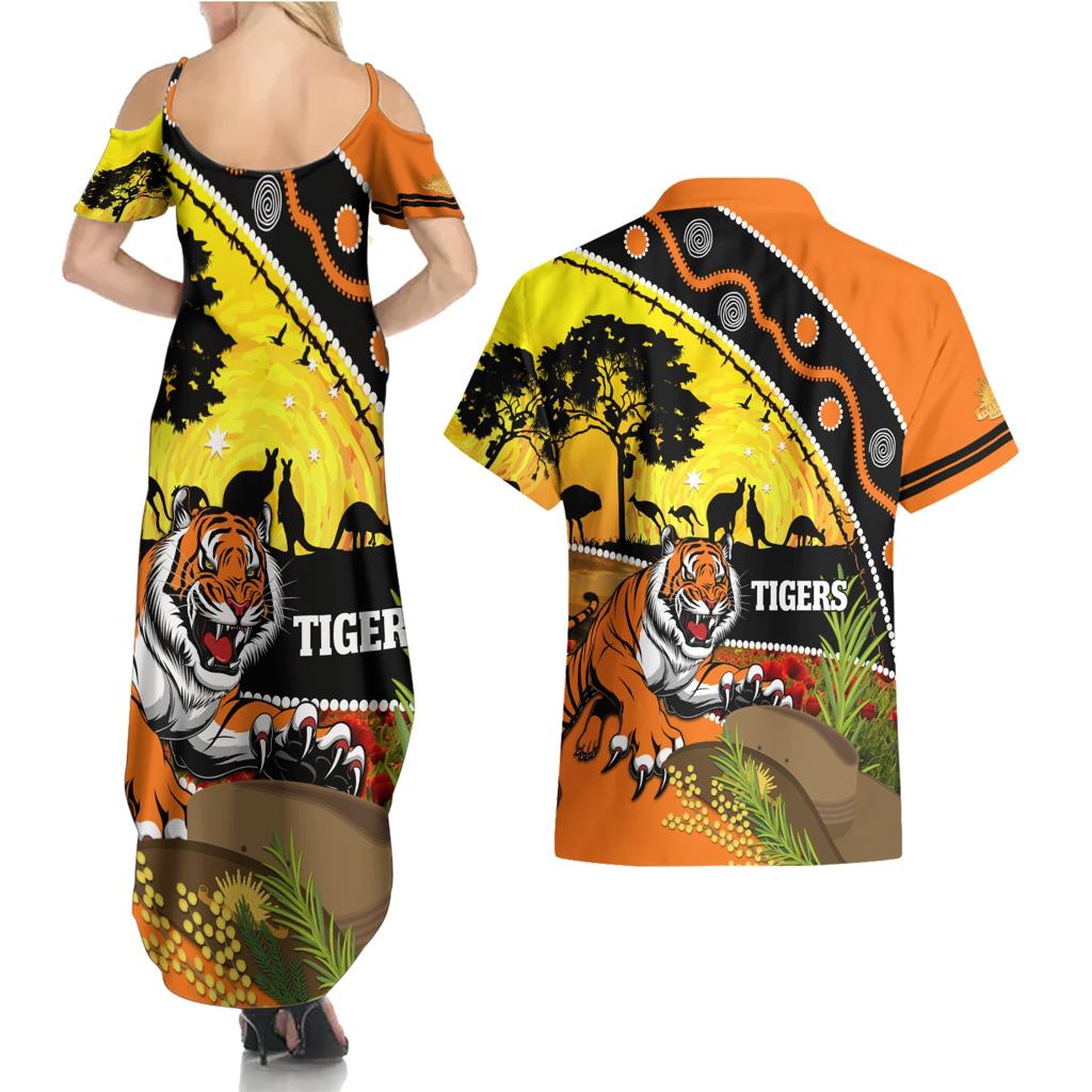 Tigers Rugby ANZAC Day Couples Matching Summer Maxi Dress and Hawaiian Shirt Wests Mascot Rosemary Starry Night