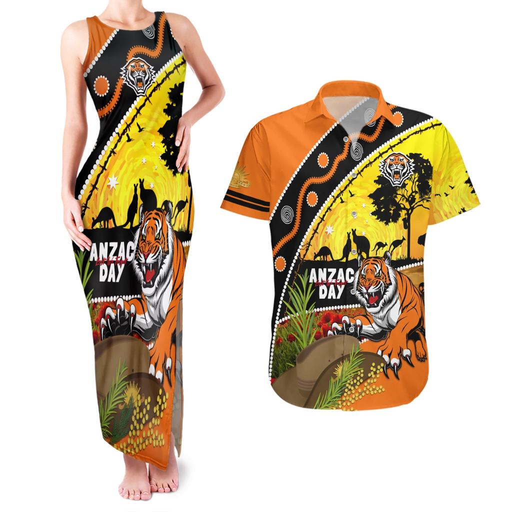 Tigers Rugby ANZAC Day Couples Matching Tank Maxi Dress and Hawaiian Shirt Wests Mascot Rosemary Starry Night