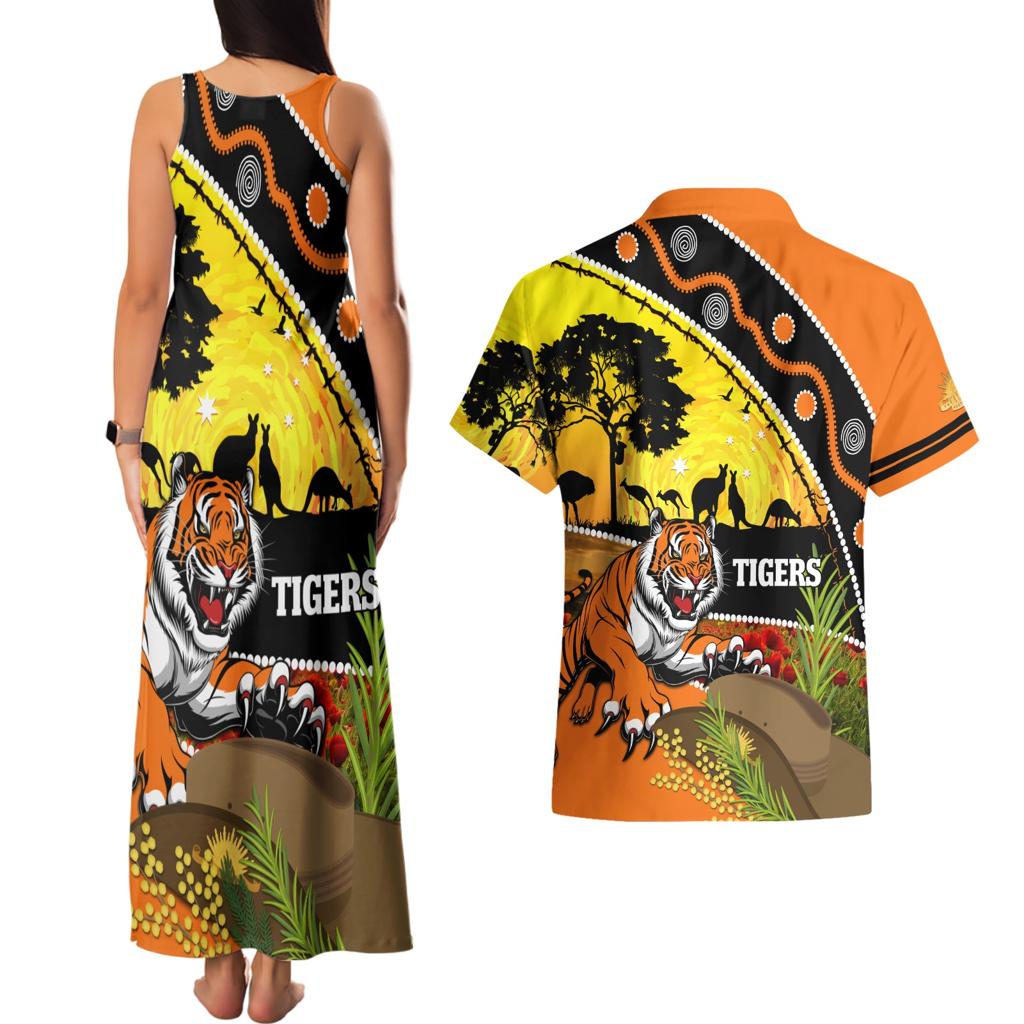 Tigers Rugby ANZAC Day Couples Matching Tank Maxi Dress and Hawaiian Shirt Wests Mascot Rosemary Starry Night