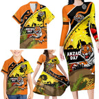 Tigers Rugby ANZAC Day Family Matching Long Sleeve Bodycon Dress and Hawaiian Shirt Wests Mascot Rosemary Starry Night