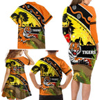 Tigers Rugby ANZAC Day Family Matching Long Sleeve Bodycon Dress and Hawaiian Shirt Wests Mascot Rosemary Starry Night