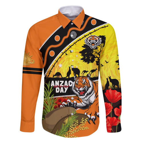 Tigers Rugby ANZAC Day Family Matching Long Sleeve Bodycon Dress and Hawaiian Shirt Wests Mascot Rosemary Starry Night