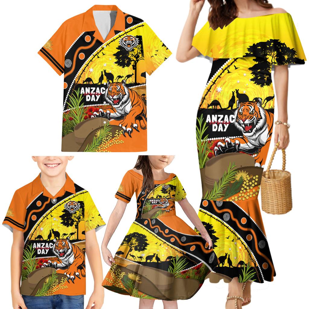 Tigers Rugby ANZAC Day Family Matching Mermaid Dress and Hawaiian Shirt Wests Mascot Rosemary Starry Night