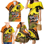 Tigers Rugby ANZAC Day Family Matching Mermaid Dress and Hawaiian Shirt Wests Mascot Rosemary Starry Night