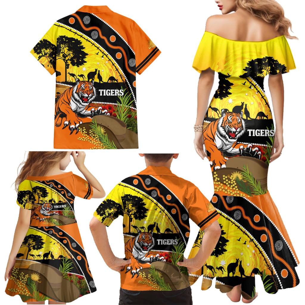 Tigers Rugby ANZAC Day Family Matching Mermaid Dress and Hawaiian Shirt Wests Mascot Rosemary Starry Night