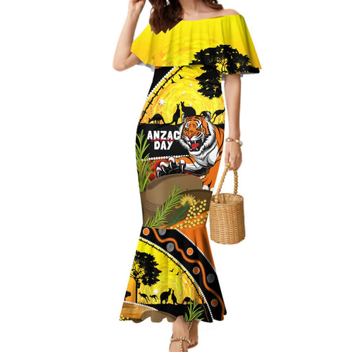 Tigers Rugby ANZAC Day Family Matching Mermaid Dress and Hawaiian Shirt Wests Mascot Rosemary Starry Night