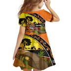Tigers Rugby ANZAC Day Family Matching Off Shoulder Long Sleeve Dress and Hawaiian Shirt Wests Mascot Rosemary Starry Night