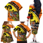 Tigers Rugby ANZAC Day Family Matching Off Shoulder Long Sleeve Dress and Hawaiian Shirt Wests Mascot Rosemary Starry Night