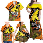 Tigers Rugby ANZAC Day Family Matching Off Shoulder Maxi Dress and Hawaiian Shirt Wests Mascot Rosemary Starry Night
