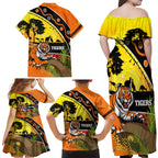 Tigers Rugby ANZAC Day Family Matching Off Shoulder Maxi Dress and Hawaiian Shirt Wests Mascot Rosemary Starry Night