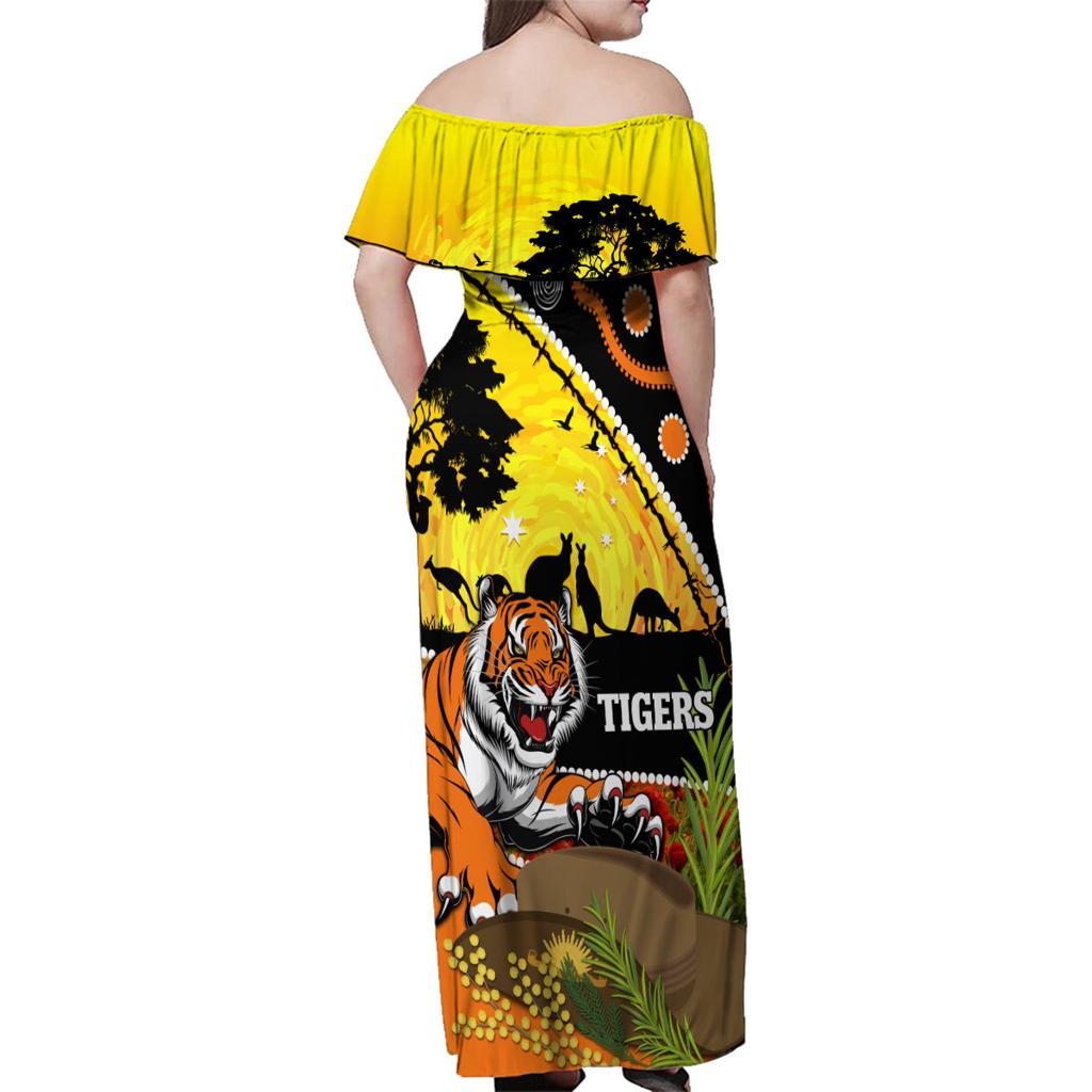 Tigers Rugby ANZAC Day Family Matching Off Shoulder Maxi Dress and Hawaiian Shirt Wests Mascot Rosemary Starry Night