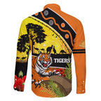 Tigers Rugby ANZAC Day Family Matching Off Shoulder Short Dress and Hawaiian Shirt Wests Mascot Rosemary Starry Night
