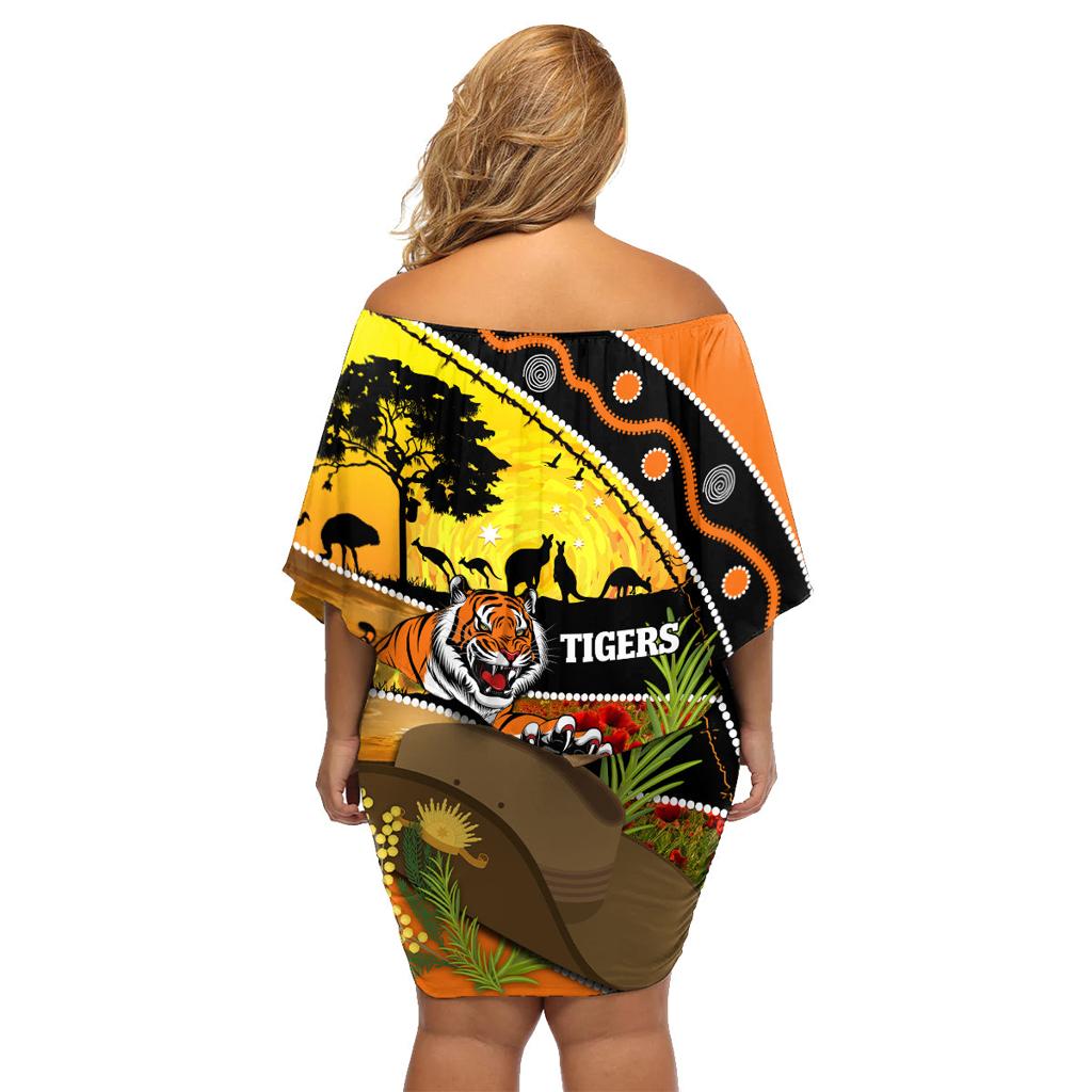 Tigers Rugby ANZAC Day Family Matching Off Shoulder Short Dress and Hawaiian Shirt Wests Mascot Rosemary Starry Night