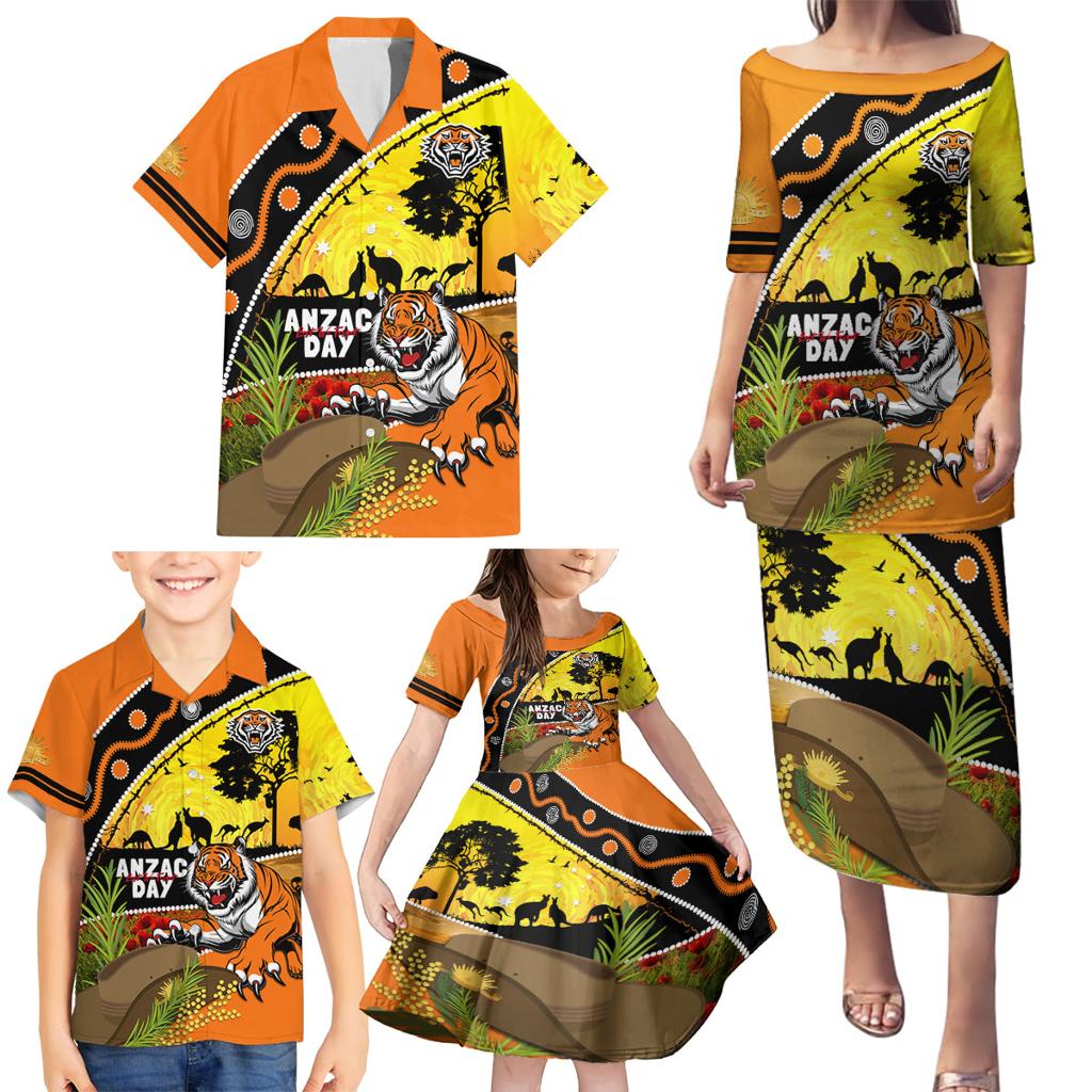Tigers Rugby ANZAC Day Family Matching Puletasi and Hawaiian Shirt Wests Mascot Rosemary Starry Night