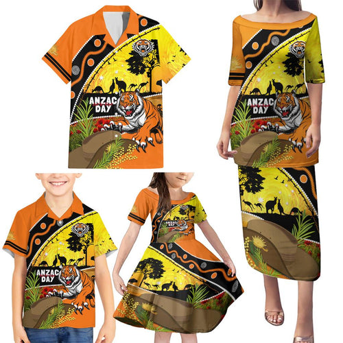 Tigers Rugby ANZAC Day Family Matching Puletasi and Hawaiian Shirt Wests Mascot Rosemary Starry Night