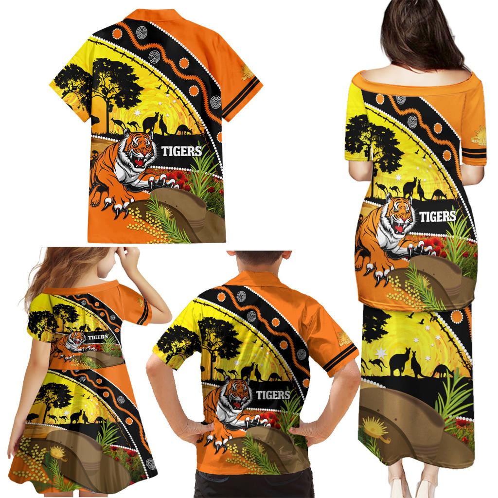 Tigers Rugby ANZAC Day Family Matching Puletasi and Hawaiian Shirt Wests Mascot Rosemary Starry Night