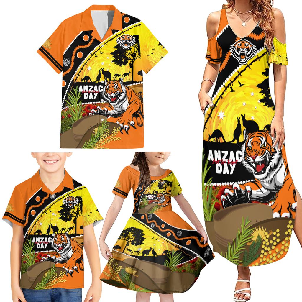 Tigers Rugby ANZAC Day Family Matching Summer Maxi Dress and Hawaiian Shirt Wests Mascot Rosemary Starry Night