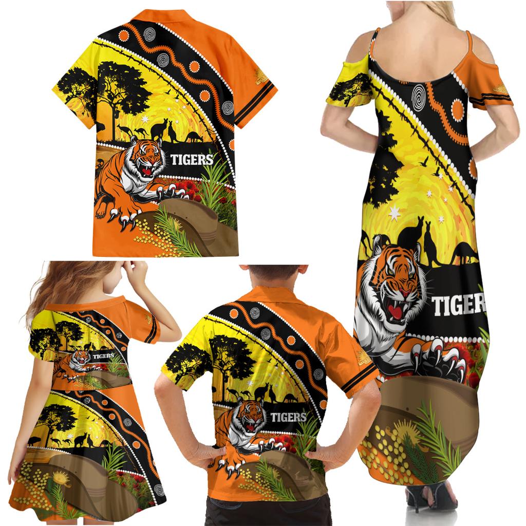 Tigers Rugby ANZAC Day Family Matching Summer Maxi Dress and Hawaiian Shirt Wests Mascot Rosemary Starry Night