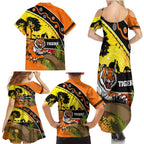 Tigers Rugby ANZAC Day Family Matching Summer Maxi Dress and Hawaiian Shirt Wests Mascot Rosemary Starry Night