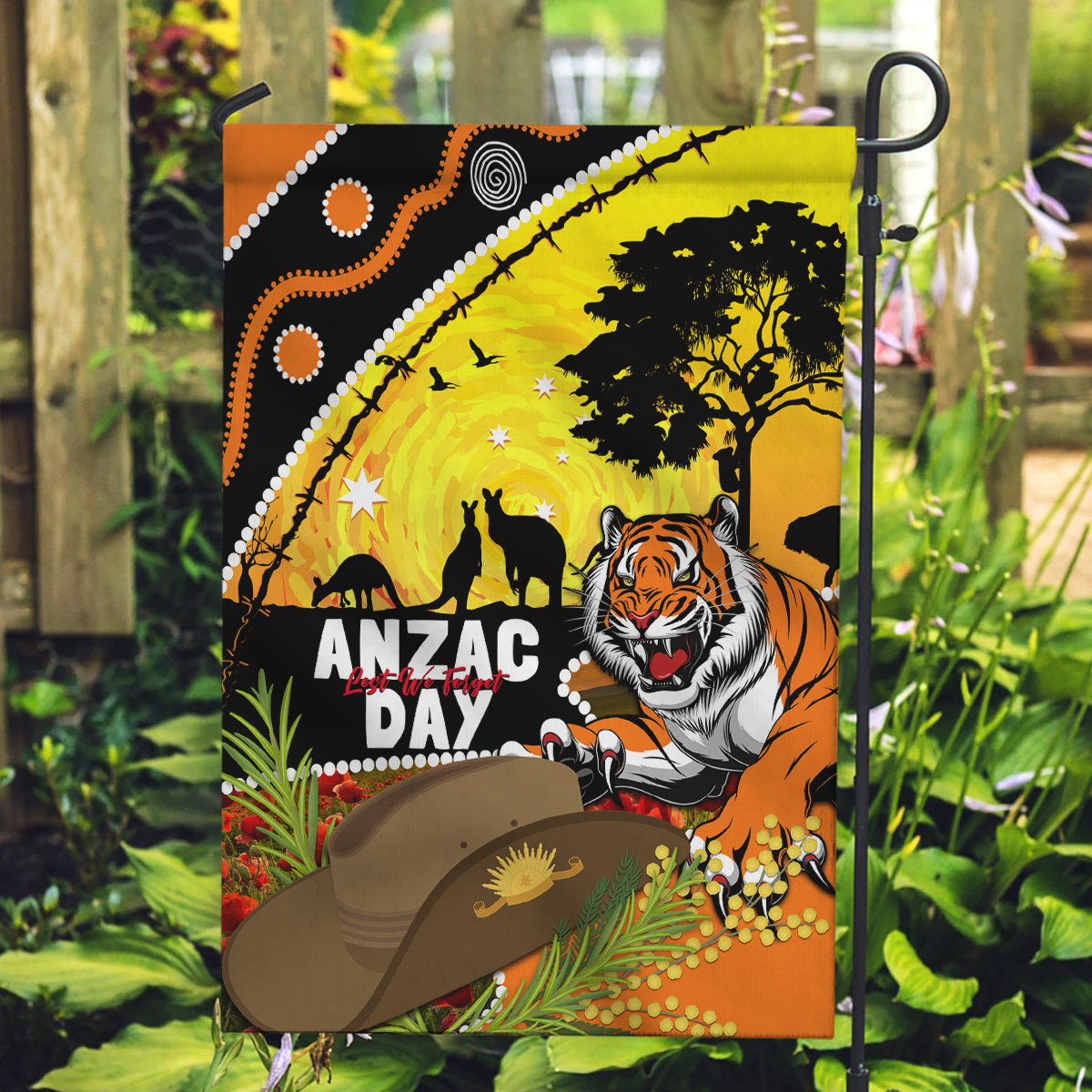 Tigers Rugby ANZAC Day Garden Flag Wests Mascot Rosemary Starry Night