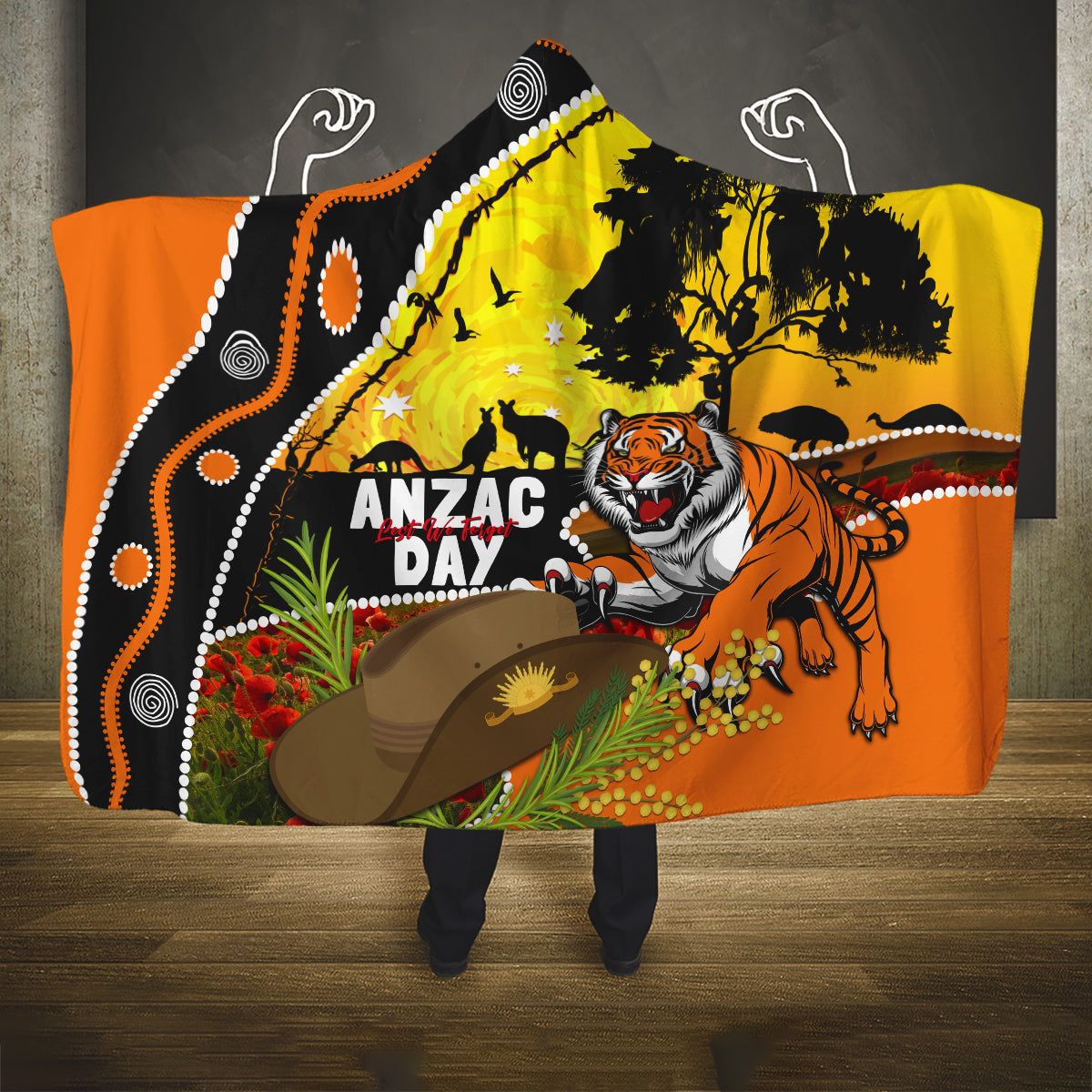 Tigers Rugby ANZAC Day Hooded Blanket Wests Mascot Rosemary Starry Night