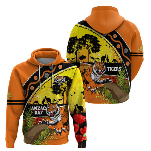 Tigers Rugby ANZAC Day Hoodie Wests Mascot Rosemary Starry Night