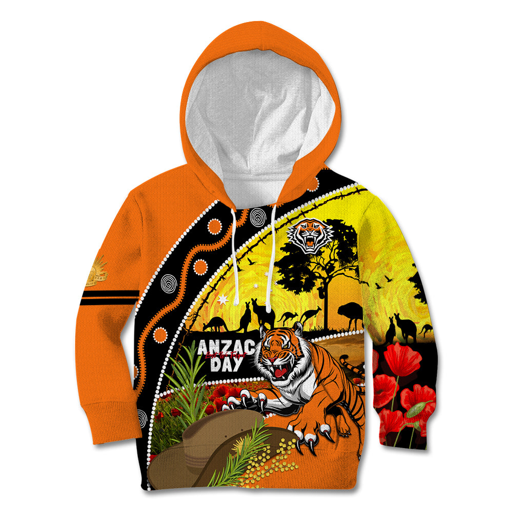 Tigers Rugby ANZAC Day Kid Hoodie Wests Mascot Rosemary Starry Night