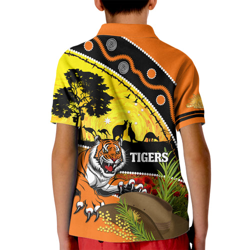 Tigers Rugby ANZAC Day Kid Polo Shirt Wests Mascot Rosemary Starry Night