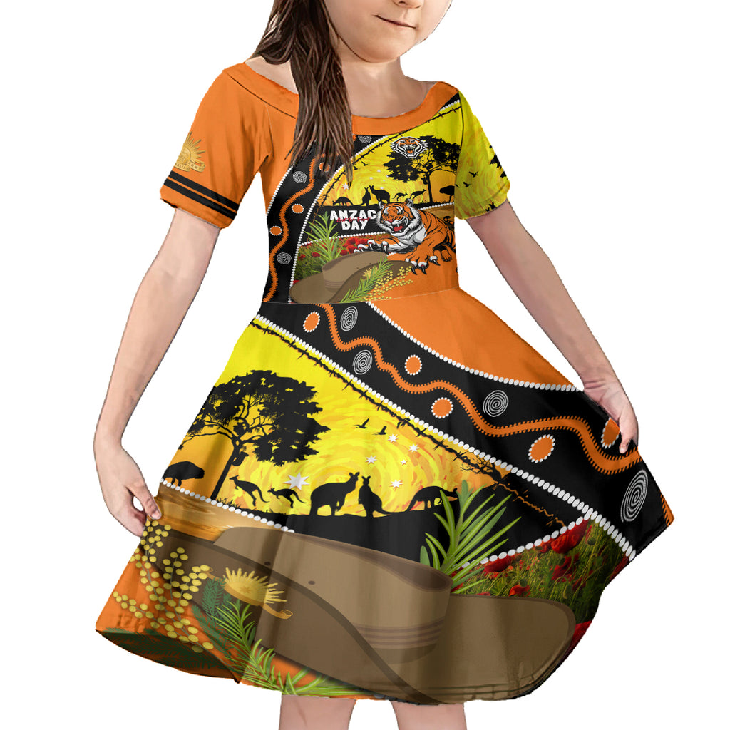 Tigers Rugby ANZAC Day Kid Short Sleeve Dress Wests Mascot Rosemary Starry Night