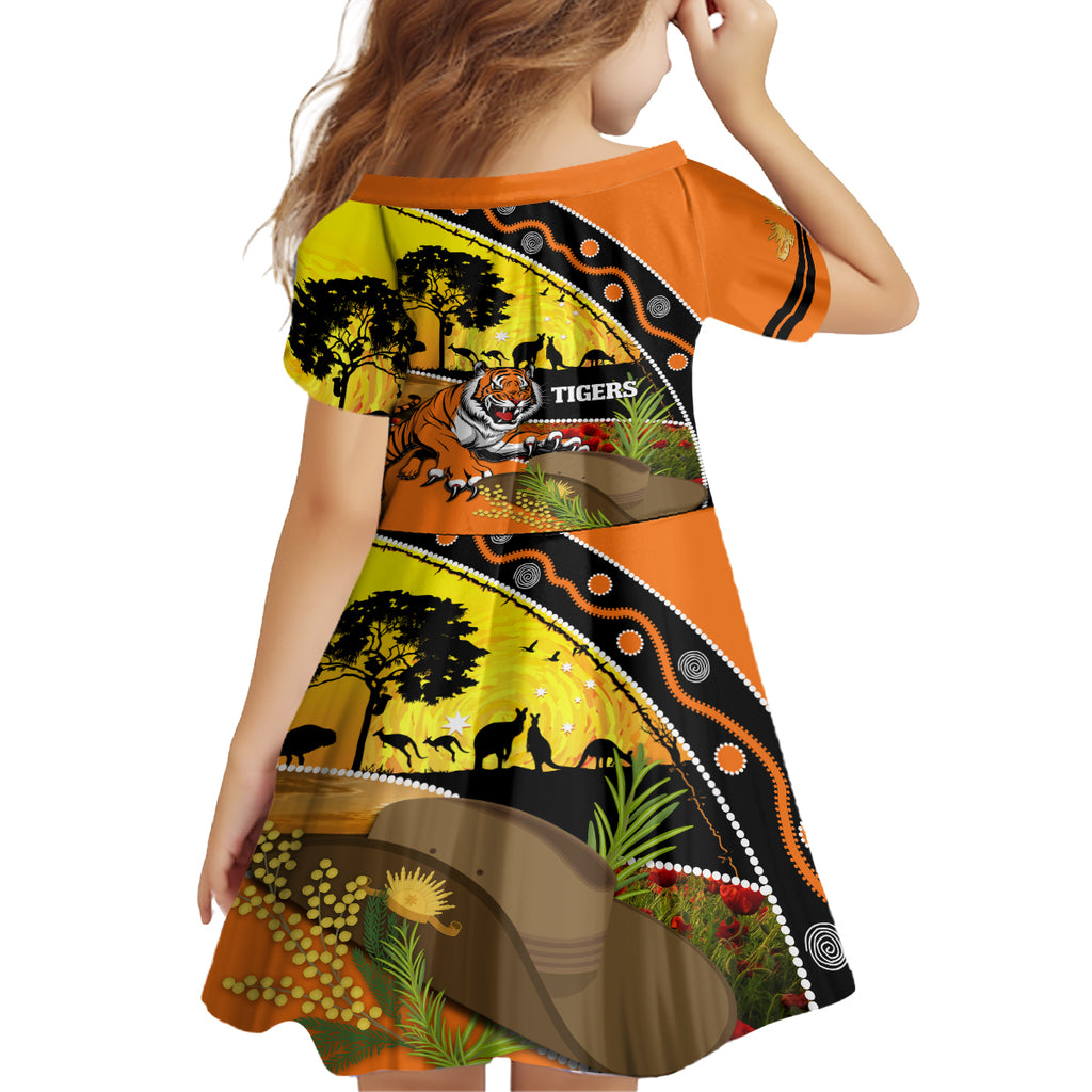 Tigers Rugby ANZAC Day Kid Short Sleeve Dress Wests Mascot Rosemary Starry Night
