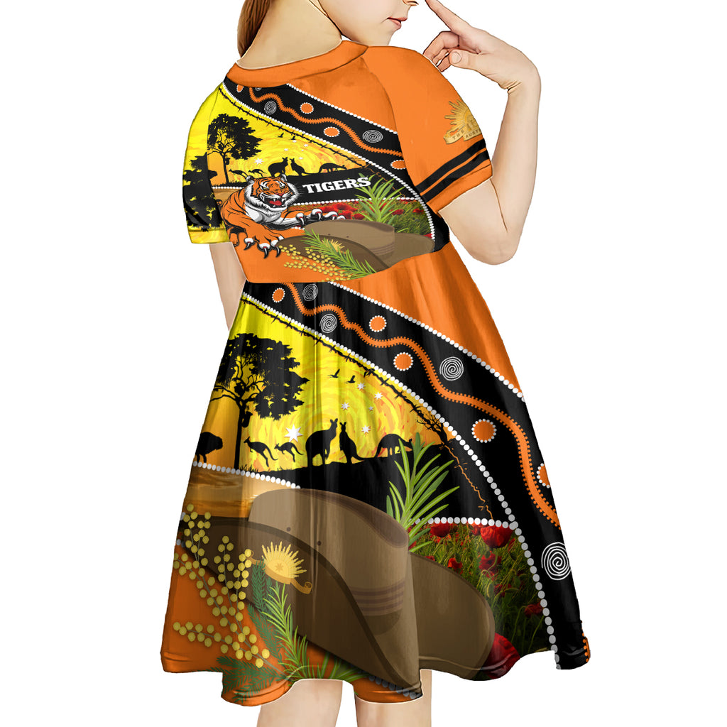 Tigers Rugby ANZAC Day Kid Short Sleeve Dress Wests Mascot Rosemary Starry Night