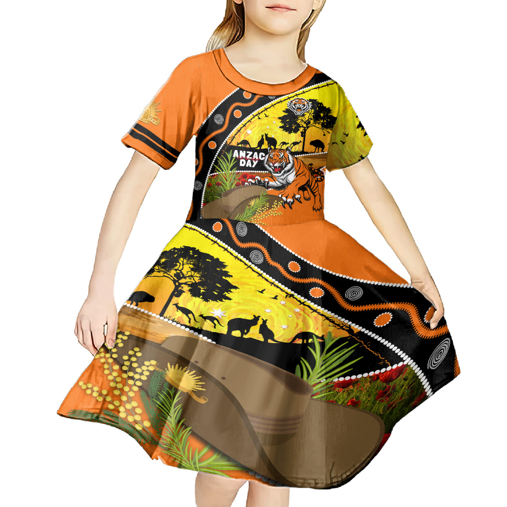 Tigers Rugby ANZAC Day Kid Short Sleeve Dress Wests Mascot Rosemary Starry Night