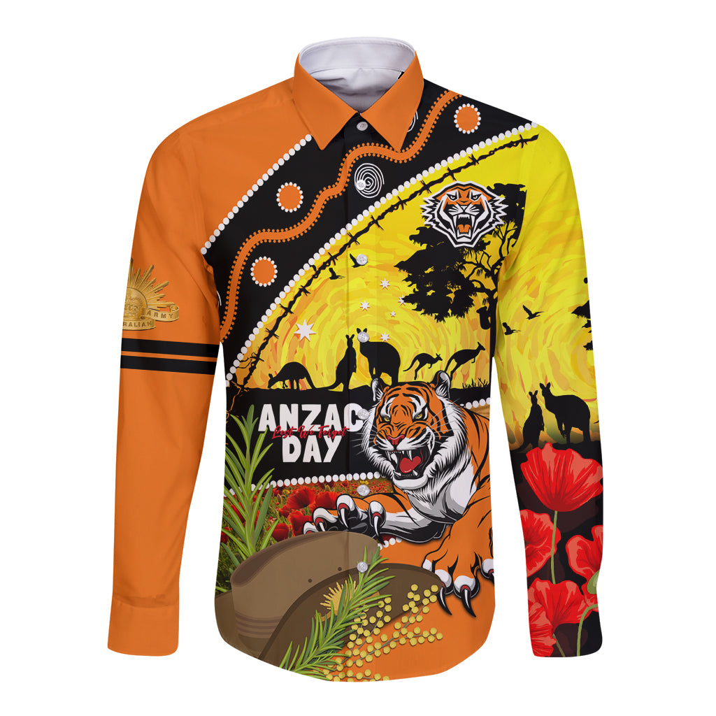 Tigers Rugby ANZAC Day Long Sleeve Button Shirt Wests Mascot Rosemary Starry Night