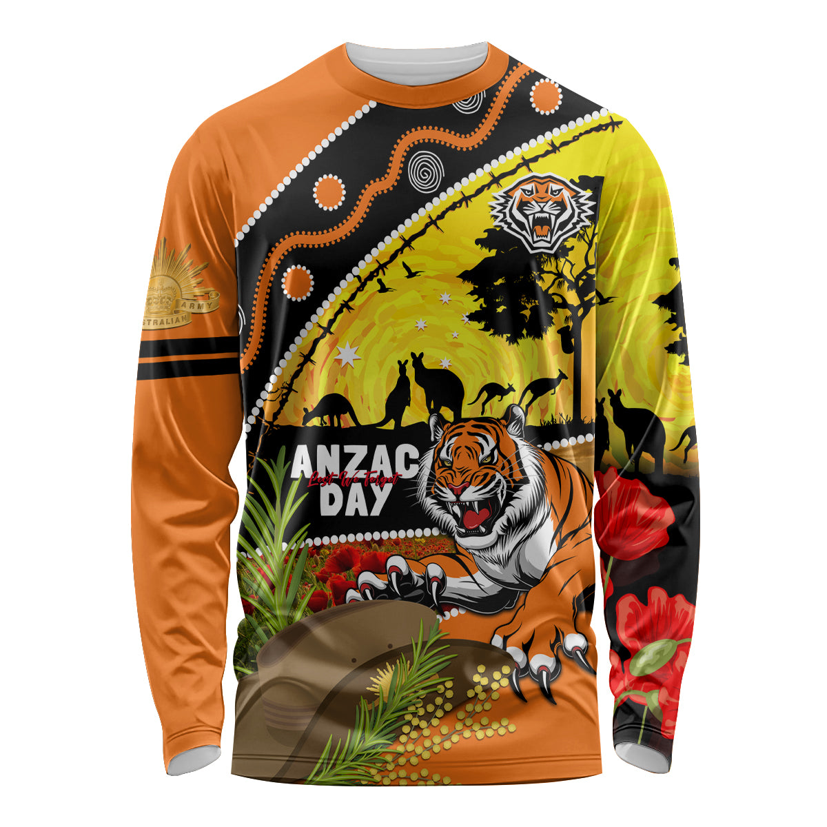 Tigers Rugby ANZAC Day Long Sleeve Shirt Wests Mascot Rosemary Starry Night