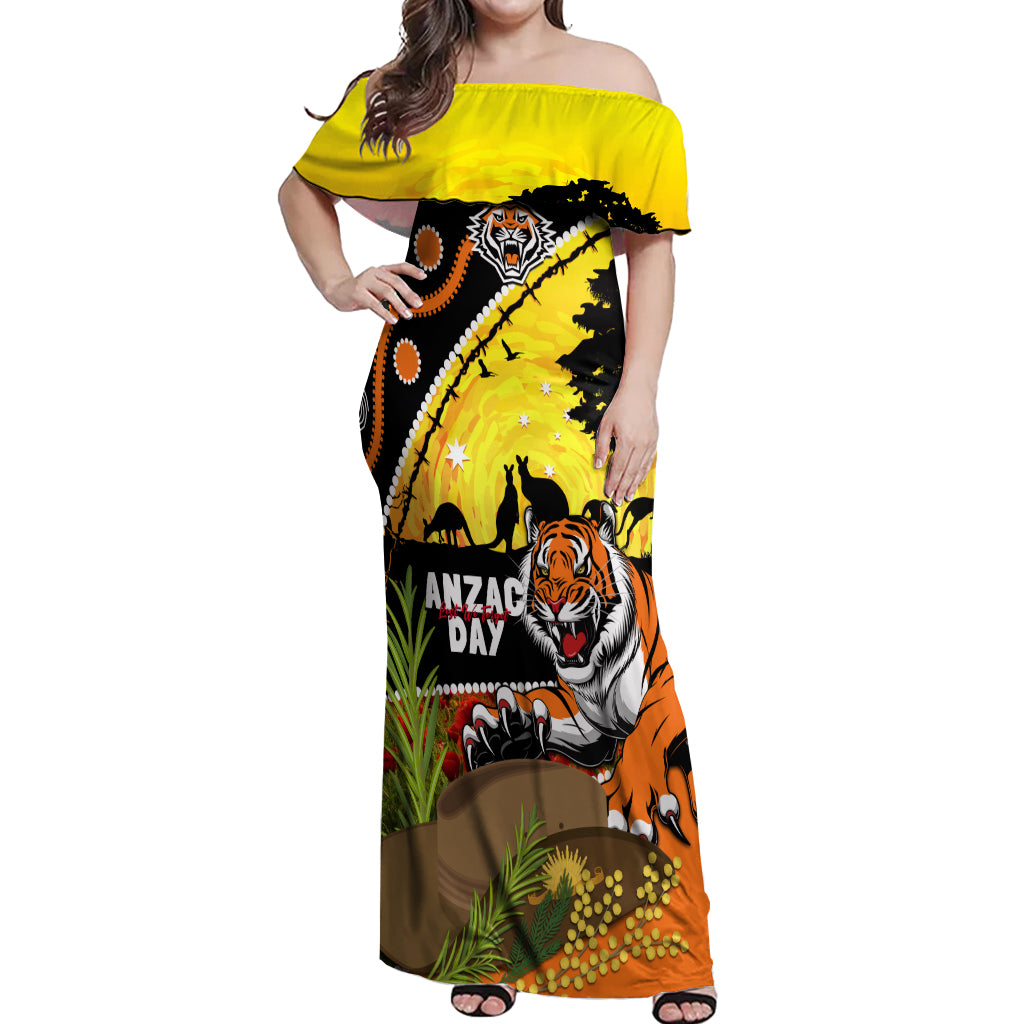 Tigers Rugby ANZAC Day Off Shoulder Maxi Dress Wests Mascot Rosemary Starry Night