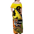 Tigers Rugby ANZAC Day Off Shoulder Maxi Dress Wests Mascot Rosemary Starry Night