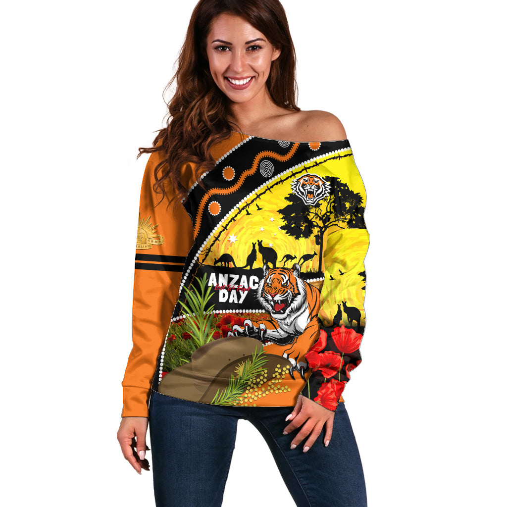 Tigers Rugby ANZAC Day Off Shoulder Sweater Wests Mascot Rosemary Starry Night