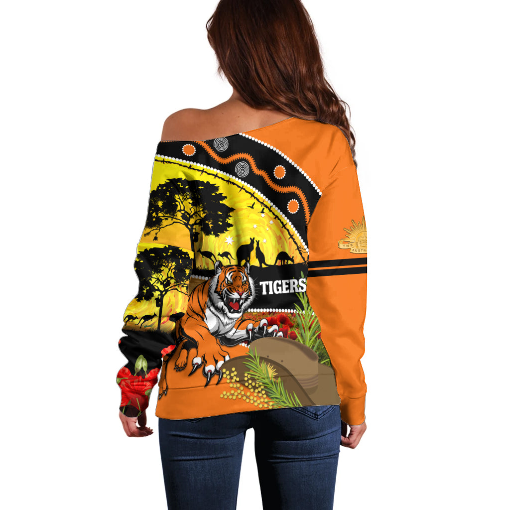 Tigers Rugby ANZAC Day Off Shoulder Sweater Wests Mascot Rosemary Starry Night