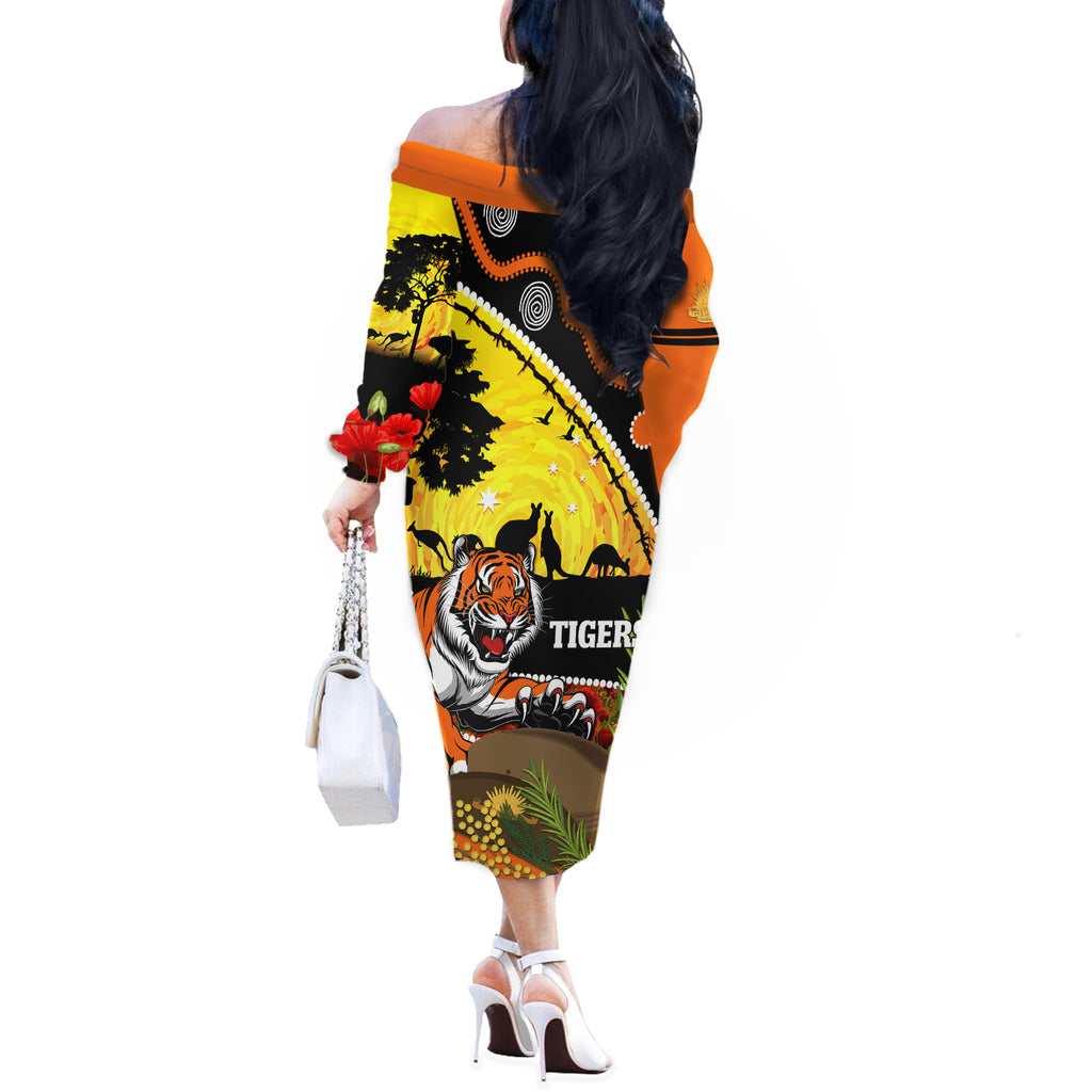 Tigers Rugby ANZAC Day Off The Shoulder Long Sleeve Dress Wests Mascot Rosemary Starry Night