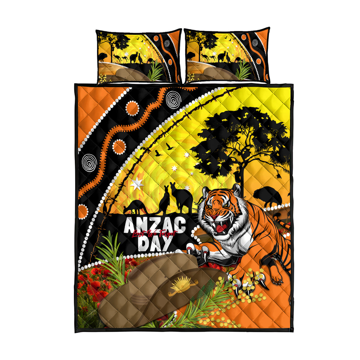 Tigers Rugby ANZAC Day Quilt Bed Set Wests Mascot Rosemary Starry Night