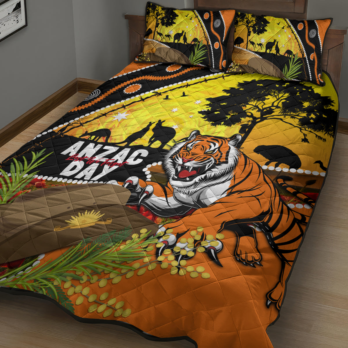 Tigers Rugby ANZAC Day Quilt Bed Set Wests Mascot Rosemary Starry Night
