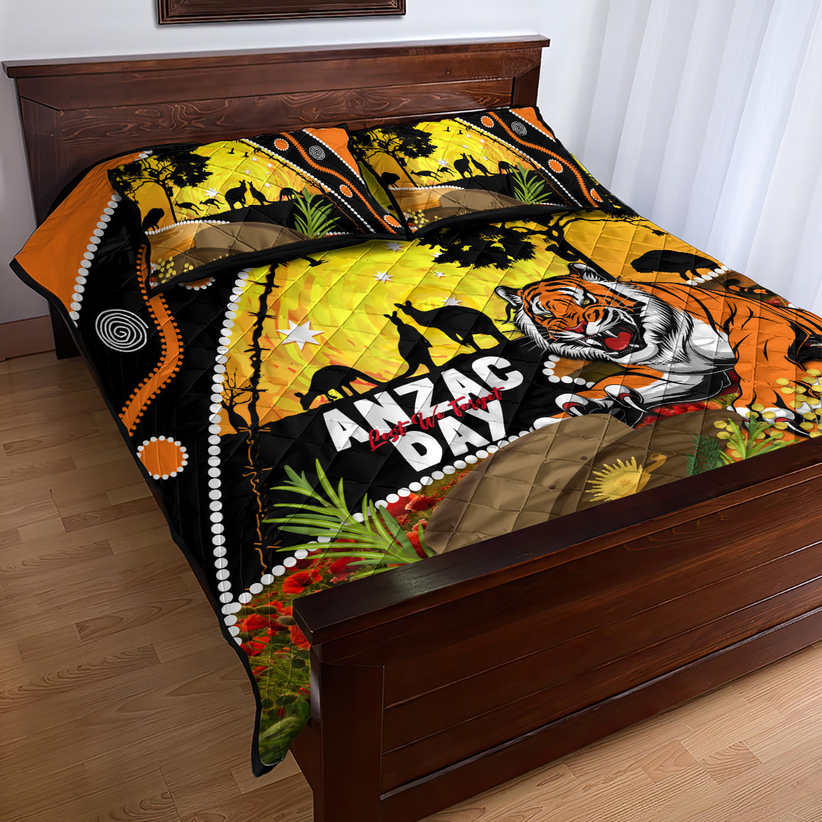 Tigers Rugby ANZAC Day Quilt Bed Set Wests Mascot Rosemary Starry Night