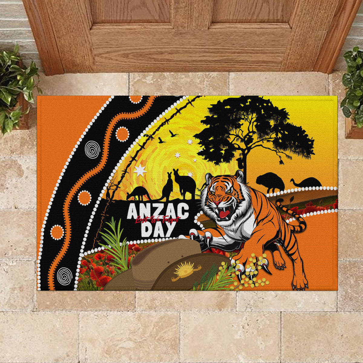 Tigers Rugby ANZAC Day Rubber Doormat Wests Mascot Rosemary Starry Night