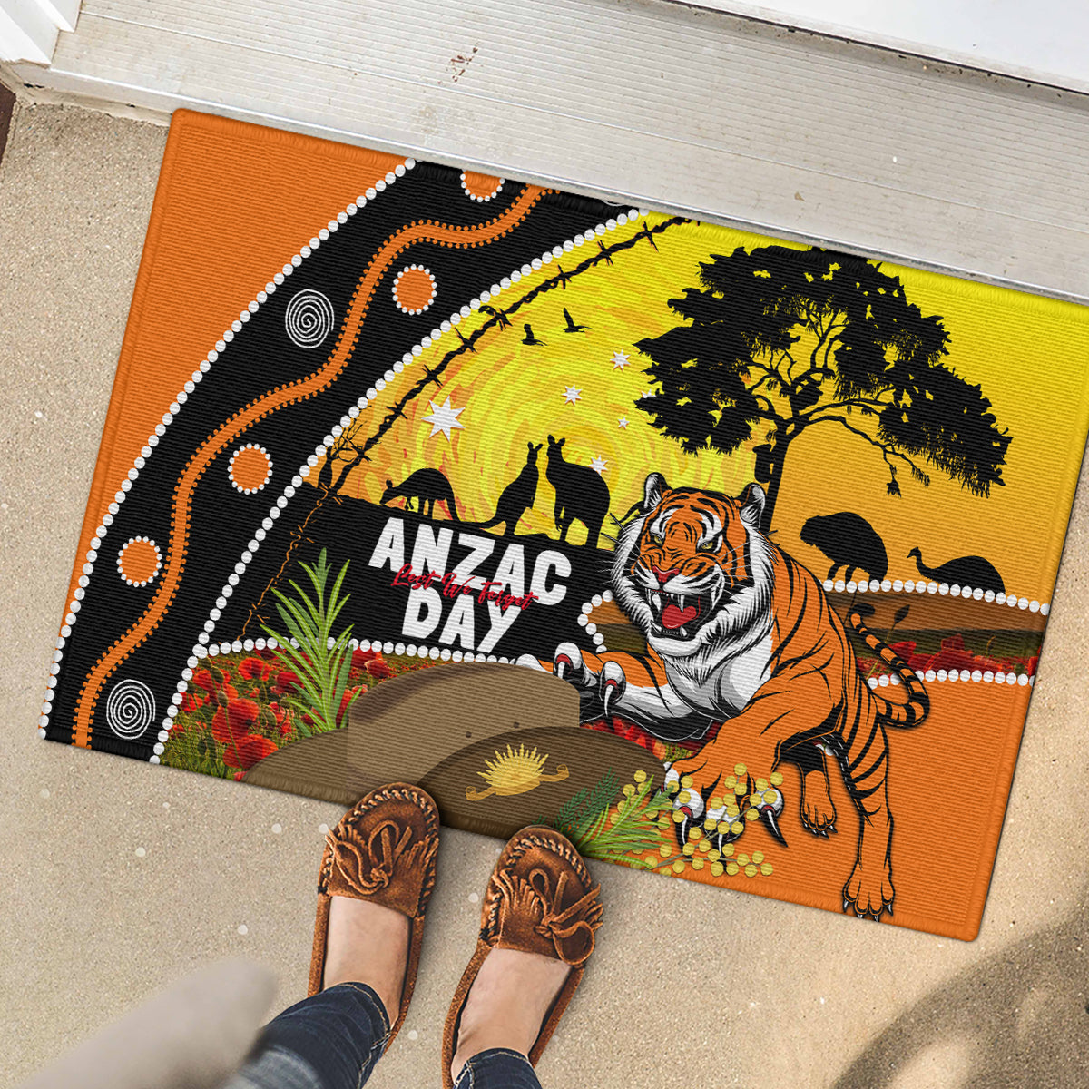 Tigers Rugby ANZAC Day Rubber Doormat Wests Mascot Rosemary Starry Night
